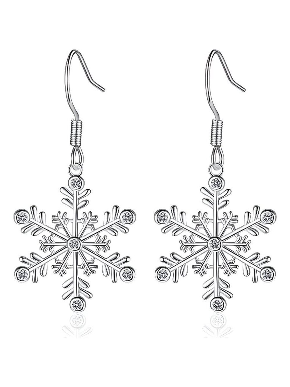 Snowflake Earrings for Women Sparkling Green Blue Crystal Snowflake Dangle Drop